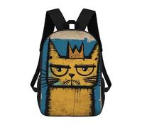 sinyumoney Sac À Dos Imprimé En 3D Pour Enfants Grumpy Abstract Cat, Sac À Dos Tendance Pour L'école, Les Voyages Et Les Loisirs 17inch, Grand Sac À Dos De Jour Pour Garçons Et Filles