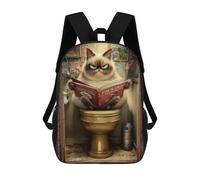 sinyumoney Sac À Dos Imprimé En 3D Pour Enfants Grumpy Cat Reading Book on Toilet-1, Sac À Dos Tendance Pour L'école, Les Voyages Et Les Loisirs 17inch, Grand Sac À Dos De Jour Pour Garçons Et Filles