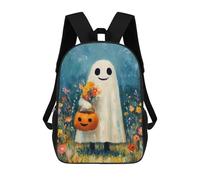 sinyumoney Sac À Dos Imprimé En 3D Pour Enfants Halloween Ghost with Flowers And Pumpkin Sac D'école Léger Et Tendance Pour Les Voyages Et Les Études 17inch