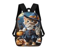sinyumoney Sac À Dos Imprimé En 3D Pour Enfants Halloween Kitten in Witch Costume, Sac À Dos Tendance Pour L'école, Les Voyages Et Les Loisirs 17inch, Grand Sac À Dos De Jour Pour Garçons Et Filles