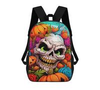 sinyumoney Sac À Dos Imprimé En 3D Pour Enfants Halloween Skull with Pumpkins, Sac À Dos Tendance Pour L'école, Les Voyages Et Les Loisirs 17inch, Grand Sac À Dos De Jour Pour Garçons Et Filles