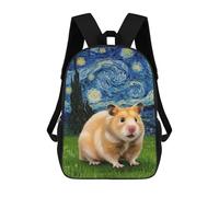 sinyumoney Sac À Dos Imprimé En 3D Pour Enfants Hamster in Starry Night Style Sac D'école Léger Et Tendance Pour Les Voyages Et Les Études 17inch