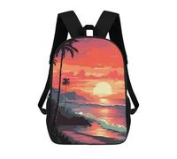 sinyumoney Sac À Dos Imprimé En 3D Pour Enfants Hawaiian Sunset Pixel Art Sac À Dos Scolaire Pour Garçons Et Filles, Sac D'école Primaire, Sac À Livres Pour Adolescents 17inch