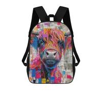sinyumoney Sac À Dos Imprimé En 3D Pour Enfants Highland Cow Colorful Face, Sac À Dos Tendance Pour L'école, Les Voyages Et Les Loisirs, Grand Sac À Dos Pour Garçons Et Filles 17inch