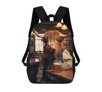 sinyumoney Sac À Dos Imprimé En 3D Pour Enfants Highland Cow Drinking Beer Sac D'école Léger Et Tendance Pour Les Voyages Et Les Études 17inch