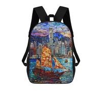 sinyumoney Sac À Dos Imprimé En 3D Pour Enfants Hong Kong Harbor Sunset Sac D'école Léger Et Tendance Pour Les Voyages Et Les Études 17inch