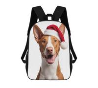 sinyumoney Sac À Dos Imprimé En 3D Pour Enfants Ibizan Hound Dog with Santa Hat Portrait, Sac À Dos Tendance Pour L'école, Les Voyages Et Les Loisirs, Grand Sac À Dos Pour Garçons Et Filles 17inch