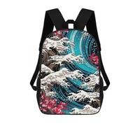 sinyumoney Sac À Dos Imprimé En 3D Pour Enfants Iconic Tsunami Swirls Sac À Dos Scolaire Grande Capacité Pour Les Voyages, Idéal Pour Les Garçons Du Primaire Et Du Collège 17inch