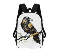 sinyumoney Sac À Dos Imprimé En 3D Pour Enfants Ink Raven Sac D'école Léger Et Tendance Pour Les Voyages Et Les Études 17inch