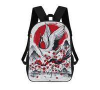 sinyumoney Sac À Dos Imprimé En 3D Pour Enfants Japanese Crane Ink Wash Sac À Dos Scolaire Pour Garçons Et Filles, Sac D'école Primaire, Sac À Livres Pour Adolescents 17inch
