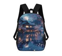sinyumoney Sac À Dos Imprimé En 3D Pour Enfants Japanese Garden with Full Moon, Sac À Dos Tendance Pour L'école, Les Voyages Et Les Loisirs 17inch, Grand Sac À Dos De Jour Pour Garçons Et Filles