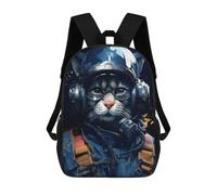sinyumoney Sac À Dos Imprimé En 3D Pour Enfants Jet Pilot Cat with Goggles Sac À Dos Scolaire Grande Capacité Pour Les Voyages, Idéal Pour Les Garçons Du Primaire Et Du Collège 17inch