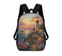 sinyumoney Sac À Dos Imprimé En 3D Pour Enfants Lighthouse Sunset Coastal Scene, Sac À Dos Tendance Pour L'école, Les Voyages Et Les Loisirs 17inch, Grand Sac À Dos De Jour Pour Garçons Et Filles