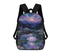 sinyumoney Sac À Dos Imprimé En 3D Pour Enfants Lotus Flower in A Magical Landscape Sac D'école Léger Et Tendance Pour Les Voyages Et Les Études 17inch