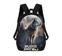 sinyumoney Sac À Dos Imprimé En 3D Pour Enfants Majestic Night Wolf Sac D'école Léger Et Tendance Pour Les Voyages Et Les Études 17inch