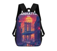 sinyumoney Sac À Dos Imprimé En 3D Pour Enfants Manhattan Travel Poster, Sac À Dos Tendance Pour L'école, Les Voyages Et Les Loisirs, Grand Sac À Dos Pour Garçons Et Filles 17inch