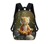 sinyumoney Sac À Dos Imprimé En 3D Pour Enfants Meditating Tiger Cub Sac À Dos Scolaire Grande Capacité Pour Les Voyages, Idéal Pour Les Garçons Du Primaire Et Du Collège 17inch