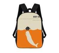 sinyumoney Sac À Dos Imprimé En 3D Pour Enfants MobyDick Herman Melville Sac À Dos Scolaire Grande Capacité Pour Les Voyages, Idéal Pour Les Garçons Du Primaire Et Du Collège 17inch
