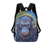 sinyumoney Sac À Dos Imprimé En 3D Pour Enfants Monkey Music Sac D'école Léger Et Tendance Pour Les Voyages Et Les Études 17inch