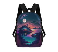 sinyumoney Sac À Dos Imprimé En 3D Pour Enfants Moonlit Tropical Paradise -1 Sac D'école Léger Et Tendance Pour Les Voyages Et Les Études 17inch