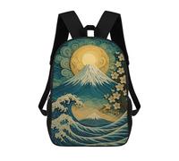 sinyumoney Sac À Dos Imprimé En 3D Pour Enfants Mount Fuji And Waves Art Sac À Dos Scolaire Grande Capacité Pour Les Voyages, Idéal Pour Les Garçons Du Primaire Et Du Collège 17inch