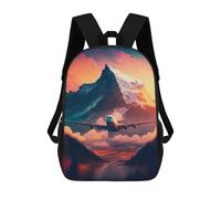 sinyumoney Sac À Dos Imprimé En 3D Pour Enfants Mountain Flight Sunset Sac D'école Léger Et Tendance Pour Les Voyages Et Les Études 17inch