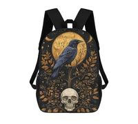 sinyumoney Sac À Dos Imprimé En 3D Pour Enfants Mystical Raven And Skull Under Golden Moon, Sac À Dos Tendance Pour L'école, Les Voyages Et Les Loisirs, Grand Sac À Dos Pour Garçons Et Filles 17inch