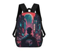 sinyumoney Sac À Dos Imprimé En 3D Pour Enfants Neon Cityscape Future Vision Sac D'école Léger Et Tendance Pour Les Voyages Et Les Études 17inch