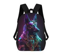 sinyumoney Sac À Dos Imprimé En 3D Pour Enfants Neon Egyptian Anubis Statue Sac D'école Léger Et Tendance Pour Les Voyages Et Les Études 17inch