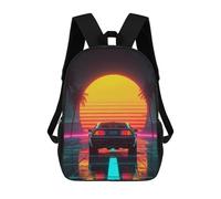 sinyumoney Sac À Dos Imprimé En 3D Pour Enfants Neon Sunset Car Scene, Sac À Dos Tendance Pour L'école, Les Voyages Et Les Loisirs 17inch, Grand Sac À Dos De Jour Pour Garçons Et Filles