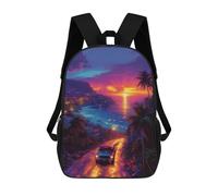 sinyumoney Sac À Dos Imprimé En 3D Pour Enfants Neon Sunset Drive -2, Sac À Dos Tendance Pour L'école, Les Voyages Et Les Loisirs 17inch, Grand Sac À Dos De Jour Pour Garçons Et Filles