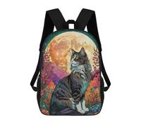 sinyumoney Sac À Dos Imprimé En 3D Pour Enfants Norwegian Forest Cat with Night Garden, Sac À Dos Tendance Pour L'école, Les Voyages Et Les Loisirs, Grand Sac À Dos Pour Garçons Et Filles 17inch