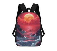 sinyumoney Sac À Dos Imprimé En 3D Pour Enfants Ocean Sunset with Full Moon, Sac À Dos Tendance Pour L'école, Les Voyages Et Les Loisirs 17inch, Grand Sac À Dos De Jour Pour Garçons Et Filles