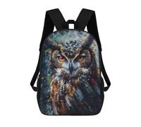 sinyumoney Sac À Dos Imprimé En 3D Pour Enfants Oil Paint Owl Portrait Sac D'école Léger Et Tendance Pour Les Voyages Et Les Études 17inch