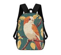 sinyumoney Sac À Dos Imprimé En 3D Pour Enfants Orange And White Bird on Branch Sac D'école Léger Et Tendance Pour Les Voyages Et Les Études 17inch