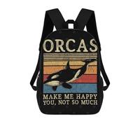 sinyumoney Sac À Dos Imprimé En 3D Pour Enfants Orca Killer Whale Saying, Sac À Dos Tendance Pour L'école, Les Voyages Et Les Loisirs, Grand Sac À Dos Pour Garçons Et Filles 17inch