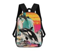 sinyumoney Sac À Dos Imprimé En 3D Pour Enfants Orca Whale Killer Collage Sac D'école Léger Et Tendance Pour Les Voyages Et Les Études 17inch