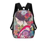 sinyumoney Sac À Dos Imprimé En 3D Pour Enfants Pastel Kimono Girl Japan Sac D'école Léger Et Tendance Pour Les Voyages Et Les Études 17inch