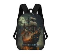 sinyumoney Sac À Dos Imprimé En 3D Pour Enfants Pirate Ship Under Full Moon -4, Sac À Dos Tendance Pour L'école, Les Voyages Et Les Loisirs, Grand Sac À Dos Pour Garçons Et Filles 17inch