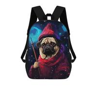 sinyumoney Sac À Dos Imprimé En 3D Pour Enfants Pug Wizard Pixel Art Cute Sac À Dos Scolaire Grande Capacité Pour Les Voyages, Idéal Pour Les Garçons Du Primaire Et Du Collège 17inch