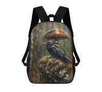 sinyumoney Sac À Dos Imprimé En 3D Pour Enfants Rainy Forest Raven, Sac À Dos Tendance Pour L'école, Les Voyages Et Les Loisirs 17inch, Grand Sac À Dos De Jour Pour Garçons Et Filles