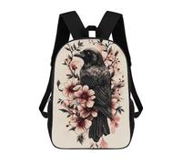 sinyumoney Sac À Dos Imprimé En 3D Pour Enfants Raven with Pink Flowers Sac D'école Léger Et Tendance Pour Les Voyages Et Les Études 17inch