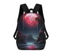 sinyumoney Sac À Dos Imprimé En 3D Pour Enfants Red Moon Landscape Fantasy Sac À Dos Scolaire Pour Garçons Et Filles, Sac D'école Primaire, Sac À Livres Pour Adolescents 17inch