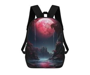 sinyumoney Sac À Dos Imprimé En 3D Pour Enfants Red Moon Landscape Fantasy Sac À Dos Scolaire Pour Garçons Et Filles, Sac D'école Primaire, Sac À Livres Pour Adolescents 17inch