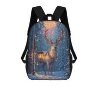 sinyumoney Sac À Dos Imprimé En 3D Pour Enfants Reindeer in Winter Wonderland Sac À Dos Scolaire Grande Capacité Pour Les Voyages, Idéal Pour Les Garçons Du Primaire Et Du Collège 17inch