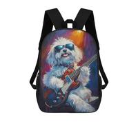 sinyumoney Sac À Dos Imprimé En 3D Pour Enfants Rock Star Pup with Guitar -4, Sac À Dos Tendance Pour L'école, Les Voyages Et Les Loisirs 17inch, Grand Sac À Dos De Jour Pour Garçons Et Filles