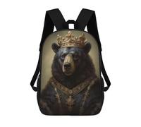 sinyumoney Sac À Dos Imprimé En 3D Pour Enfants Royal Bear Portrait Artwork, Sac À Dos Tendance Pour L'école, Les Voyages Et Les Loisirs 17inch, Grand Sac À Dos De Jour Pour Garçons Et Filles