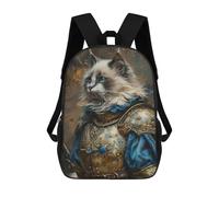sinyumoney Sac À Dos Imprimé En 3D Pour Enfants Royal Cat Armor Portrait, Sac À Dos Tendance Pour L'école, Les Voyages Et Les Loisirs 17inch, Grand Sac À Dos De Jour Pour Garçons Et Filles