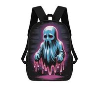 sinyumoney Sac À Dos Imprimé En 3D Pour Enfants Sad Blue Ghost with Pink Drips Sac D'école Léger Et Tendance Pour Les Voyages Et Les Études 17inch