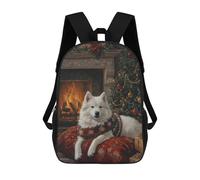 sinyumoney Sac À Dos Imprimé En 3D Pour Enfants Samoyed Dog Christmas Portrait Festive Samoyed Decor Sac D'école Léger Et Tendance Pour Les Voyages Et Les Études 17inch